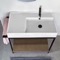 Console Sink Vanity With Ceramic Sink and Natural Brown Oak Shelf, 35